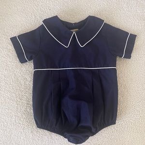 Beaufort Bonnet Navy Bubble with White Pipping